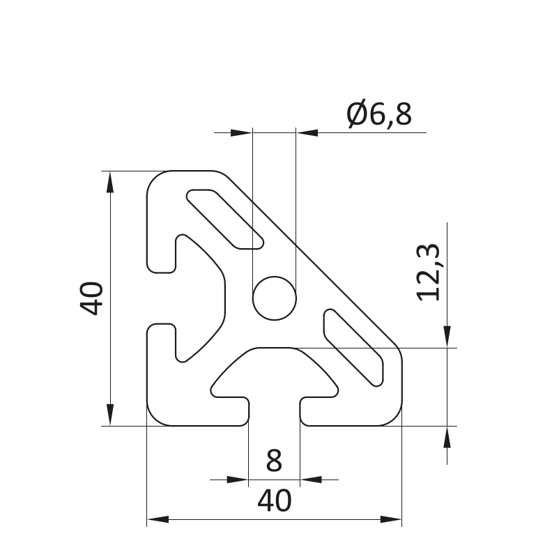 Profil aluminiowy 40x40 45 ° [8]